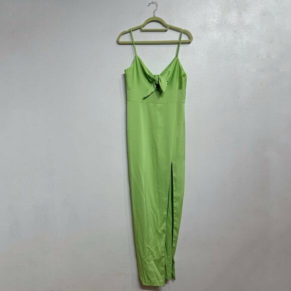 Aidan by Aidan Mattox Lime Green Tie Front Bodice Maxi Gown Sz 6 NWT - Picture 2 of 14